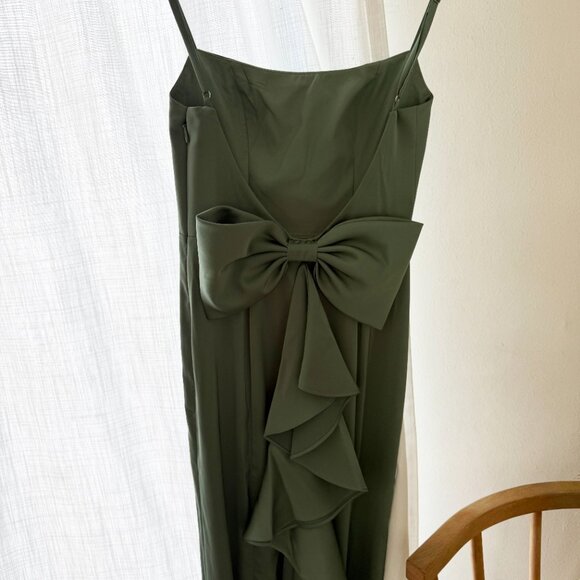 Barbie x Azazie Mermaid Bow Stretch Satin Floor-Length Dress Matcha - Picture 5 of 6